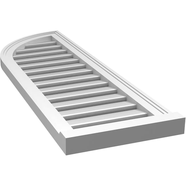 Ekena Millwork Quarter Round Top Left Surface Mount PVC Gable Vent w/ 2"W x 2"P Brickmould Sill Frame, 14"W x 42"H - GVPQL14X4203SF