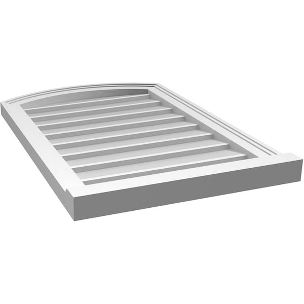 Ekena Millwork Arch Top Surface Mount PVC Gable Vent: Functional, w/ 2"W x 2"P Brickmould Sill Frame, 20"W x 30"H - GVPAR20X3003SF