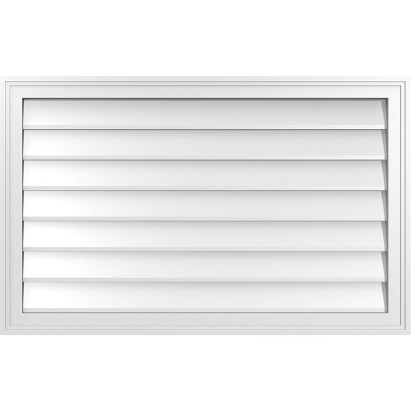 Ekena Millwork Vertical Surface Mount PVC Gable Vnt: Non-Functional, w/2"W x 1-1/2"H, Brickmould Frame, 38"W x 24"H - GVPVE38X2402SN