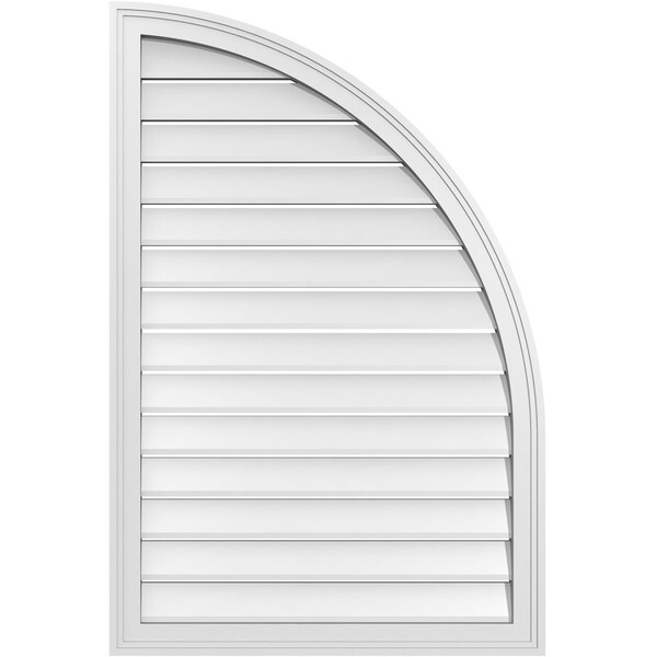 Ekena Millwork Quarter Round Top Right Surface Mount PVC Gable Vent w/ 2"W x 1-1/2"P Brickmould Frame, 28"W x 42"H - GVPQR28X4202SF