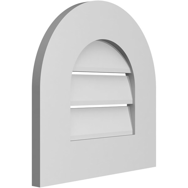 Ekena Millwork Round Top Surface Mount PVC Gable Vent: Functional, w/ 3-1/2"W x 1"P Standard Frame, 16"W x 16"H - GVPRT16X1601SF