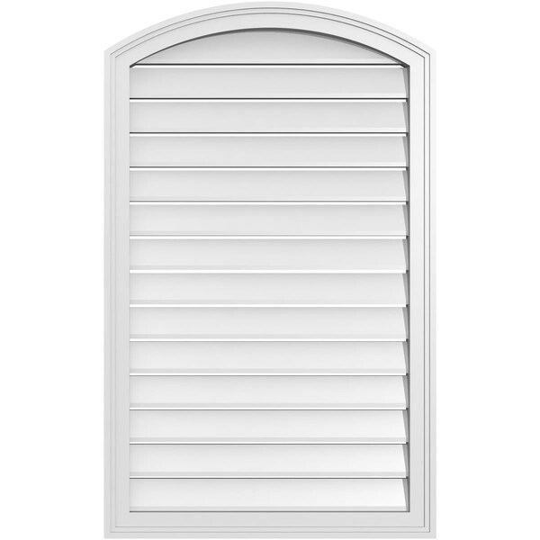Ekena Millwork Arch Top Surface Mount PVC Gable Vent: Non-Functional, w/2"W x 1-1/2"P Brickmould Frame, 26"W x 40"H - GVPAR26X4002SN