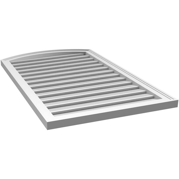 Ekena Millwork Arch Top Surface Mount PVC Gable Vent: Non-Functional, w/2"W x 1-1/2"P Brickmould Frame, 26"W x 40"H - GVPAR26X4002SN