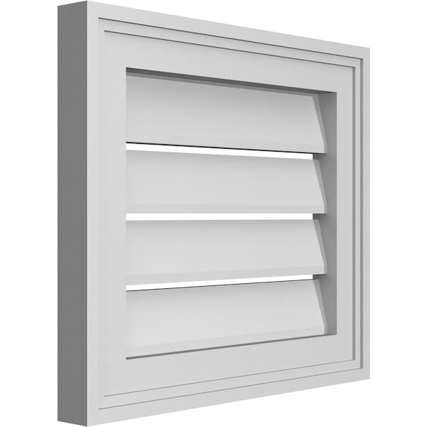 Ekena Millwork Vertical Surface Mount PVC Gable Vent: Functional, w/ 2"W x 1-1/2"P Brickmould Frame, 16"W x 14"H - GVPVE16X1402SF
