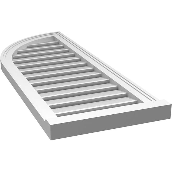 Ekena Millwork Quarter Round Top Left Surface Mount PVC Gable Vent w/ 2"W x 2"P Brickmould Sill Frame, 16"W x 40"H - GVPQL16X4003SF