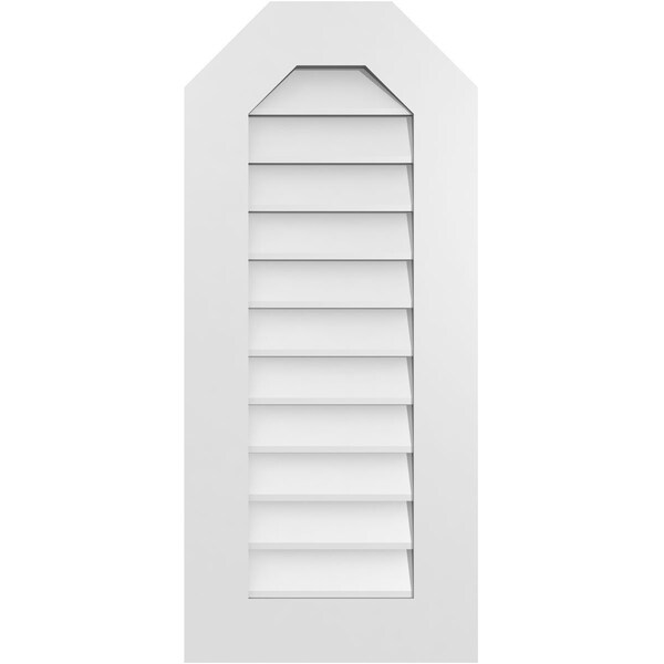 Ekena Millwork Octagonal Top Surface Mount PVC Gable Vent w/ 3-1/2"W x 1"P Standard Frame, 16"W x 36"H - GVPOT16X3601SN