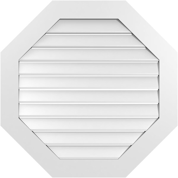 Ekena Millwork Octagonal Surface Mount PVC Gable Vent: Functional, w/ 3-1/2"W x 1"P Standard Frame, 34"W x 34"H - GVPOC34X3401SF