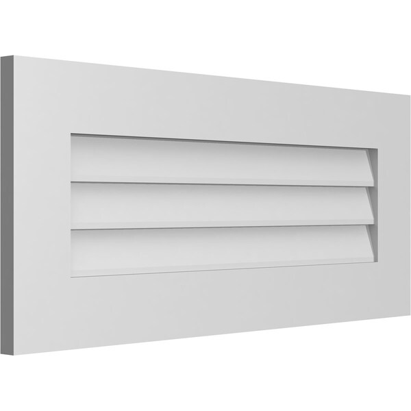Ekena Millwork Vertical Surface Mount PVC Gable Vent: Non-Functional, w/3-1/2"W x 1"H, Standard Frame, 32"W x 14"H - GVPVE32X1401SN