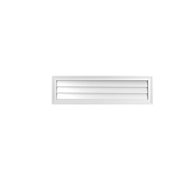 Ekena Millwork Vertical Surface Mount PVC Gable Vnt: Non-Functional, w/2"W x 1-1/2"H, Brickmould Frame, 42"W x 12"H - GVPVE42X1202SN