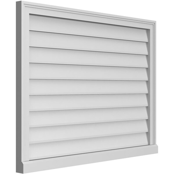 Ekena Millwork Vertical Surface Mount PVC Gable Vent w/ 2"W x 2"H , Brickmould Sill Frame, 40"W x 30"H - GVPVE40X3003SN