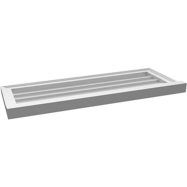 Ekena Millwork Vertical Surface Mount PVC Gable Vent w/ 2"W x 2"H , Brickmould Sill Frame, 36"W x 14"H - GVPVE36X1403SN