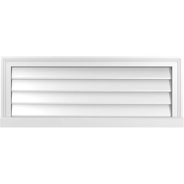 Ekena Millwork Vertical Surface Mount PVC Gable Vent w/ 2"W x 2"H , Brickmould Sill Frame, 36"W x 14"H - GVPVE36X1403SN