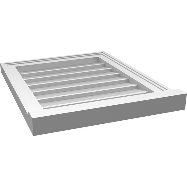 Ekena Millwork Vertical Surface Mount PVC Gable Vent w/ 2"W x 2"H , Brickmould Sill Frame, 18"W x 22"H - GVPVE18X2203SN