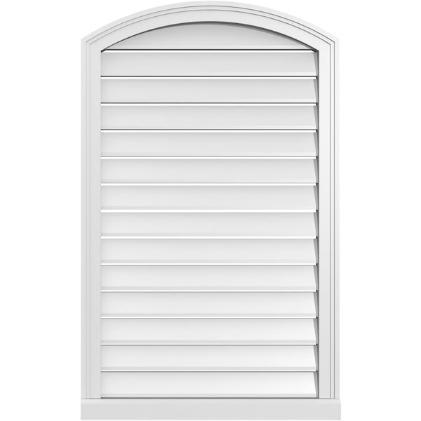 Ekena Millwork Arch Top Surface Mount PVC Gable Vent w/ 2"W x 2"P Brickmould Sill Frame, 26"W x 40"H - GVPAR26X4003SN