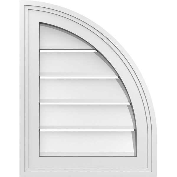 Ekena Millwork Quarter Round Top Right Surface Mount PVC Gable Vent w/ 2"W x 1-1/2"P Brickmould Frame, 14"W x 18"H - GVPQR14X1802SF