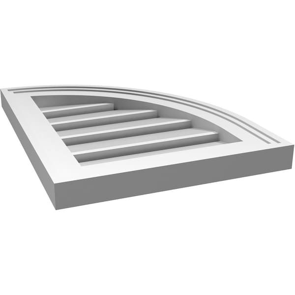 Ekena Millwork Quarter Round Top Right Surface Mount PVC Gable Vent w/ 2"W x 1-1/2"P Brickmould Frame, 14"W x 18"H - GVPQR14X1802SF