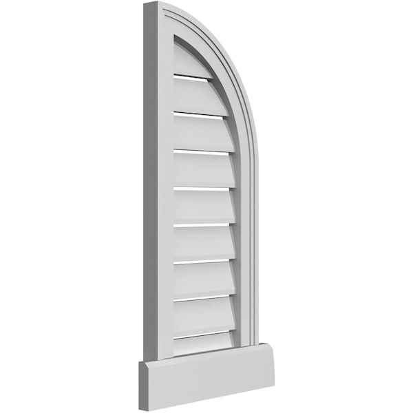 Ekena Millwork Quarter Round Top Right Surface Mount PVC Gable Vent w/ 2"W x 2"P Brickmould Sill Frame, 12"W x 30"H - GVPQR12X3003SF