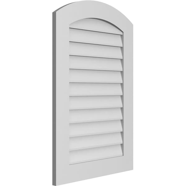 Ekena Millwork Arch Top Surface Mount PVC Gable Vent: Functional, w/ 3-1/2"W x 1"P Standard Frame, 24"W x 36"H - GVPAR24X3601SF