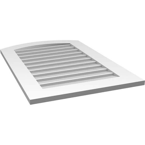 Ekena Millwork Arch Top Surface Mount PVC Gable Vent: Functional, w/ 3-1/2"W x 1"P Standard Frame, 24"W x 36"H - GVPAR24X3601SF