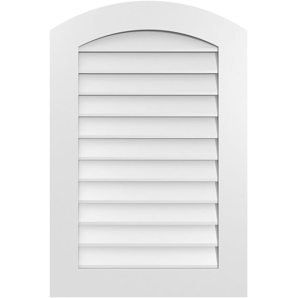 Ekena Millwork Arch Top Surface Mount PVC Gable Vent: Functional, w/ 3-1/2"W x 1"P Standard Frame, 24"W x 36"H - GVPAR24X3601SF
