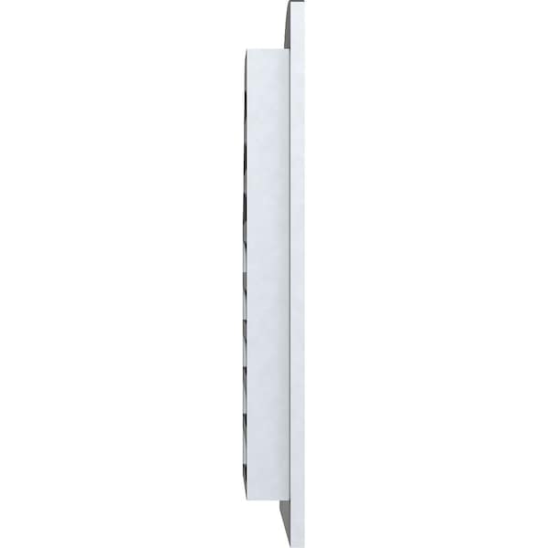 Ekena Millwork Quarter Round Top Right Functional, PVC Gable Vent w/ 1" x 4" Flat Trim Frame, 12"W x 36"H - GVPQR12X3601FUN