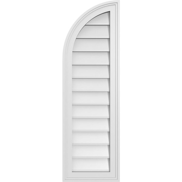 Ekena Millwork Quarter Round Top Left Surface Mount PVC Gable Vent w/ 2"W x 1-1/2"P Brickmould Frame, 12"W x 38"H - GVPQL12X3802SN