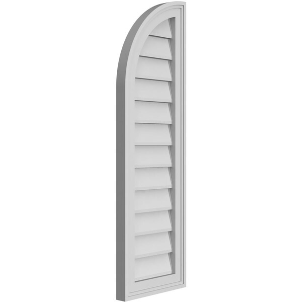 Ekena Millwork Quarter Round Top Left Surface Mount PVC Gable Vent w/ 2"W x 1-1/2"P Brickmould Frame, 12"W x 38"H - GVPQL12X3802SN