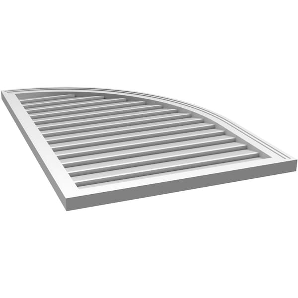 Ekena Millwork Quarter Round Top Right Surface Mount PVC Gable Vent w/ 2"W x 2"P Brickmould Sill Frame, 28"W x 42"H - GVPQR28X4203SF