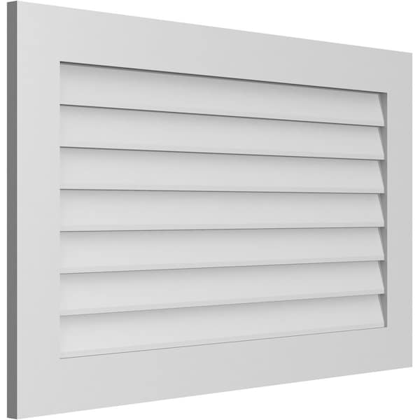 Ekena Millwork Vertical Surface Mount PVC Gable Vent: Non-Functional, w/3-1/2"W x 1"H, Standard Frame, 42"W x 26"H - GVPVE42X2601SN