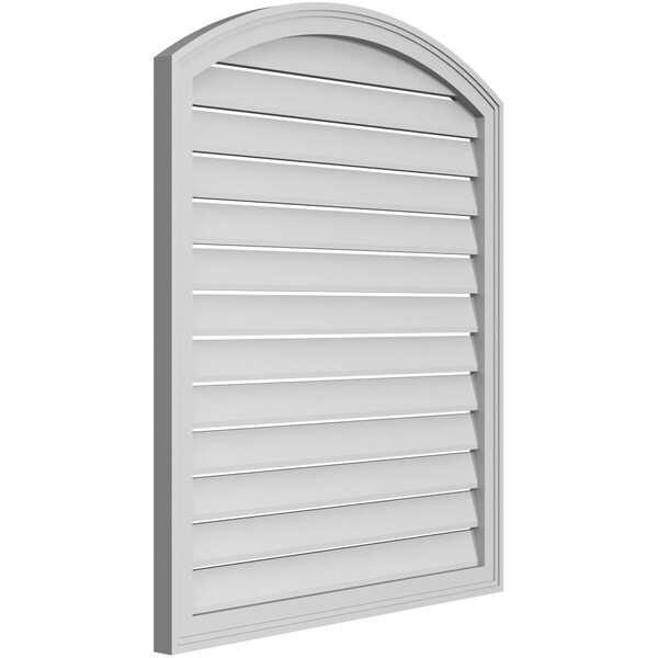 Ekena Millwork Arch Top Surface Mount PVC Gable Vent: Non-Functional, w/2"W x 1-1/2"P Brickmould Frame, 34"W x 38"H - GVPAR34X3802SN