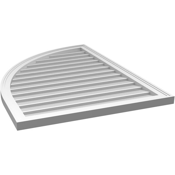 Ekena Millwork Quarter Round Top Left Surface Mount PVC Gable Vent w/ 2"W x 1-1/2"P Brickmould Frame, 30"W x 40"H - GVPQL30X4002SN