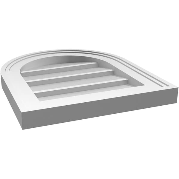 Ekena Millwork Round Top Surface Mount PVC Gable Vent w/ 2"W x 1-1/2"P Brickmould Frame, 14"W x 16"H - GVPRT14X1602SN