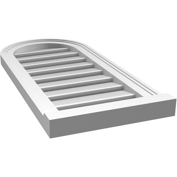 Ekena Millwork Round Top Surface Mount PVC Gable Vent: Functional, w/ 2"W x 2"P Brickmould Sill Frame, 14"W x 30"H - GVPRT14X3003SF