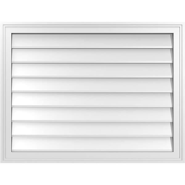 Ekena Millwork Vertical Surface Mount PVC Gable Vnt: Non-Functional, w/2"W x 1-1/2"H, Brickmould Frame, 34"W x 26"H - GVPVE34X2602SN