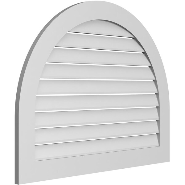 Ekena Millwork Round Top Surface Mount PVC Gable Vent: Functional, w/ 3-1/2"W x 1"P Standard Frame, 42"W x 32"H - GVPRT42X3201SF