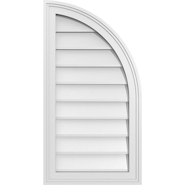 Ekena Millwork Quarter Round Top Right Surface Mount PVC Gable Vent w/ 2"W x 2"P Brickmould Sill Frame, 16"W x 30"H - GVPQR16X3003SN