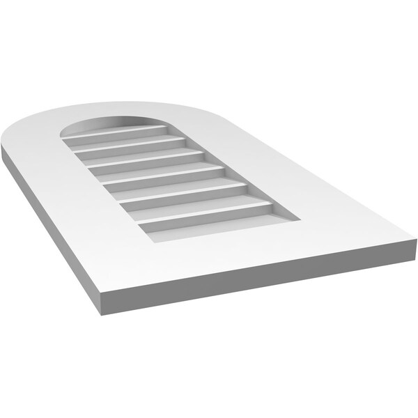 Ekena Millwork Round Top Surface Mount PVC Gable Vent: Non-Functional, w/ 3-1/2"W x 1"P Standard Frame, 14"W x 26"H - GVPRT14X2601SN