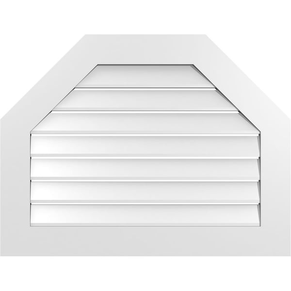 Ekena Millwork Octagonal Top Surface Mount PVC Gable Vent: Functional, w/ 3-1/2"W x 1"P Standard Frame, 34"W x 26"H - GVPOT34X2601SF