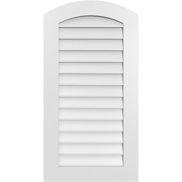 Ekena Millwork Arch Top Surface Mount PVC Gable Vent: Functional, w/ 3-1/2"W x 1"P Standard Frame, 22"W x 42"H - GVPAR22X4201SF