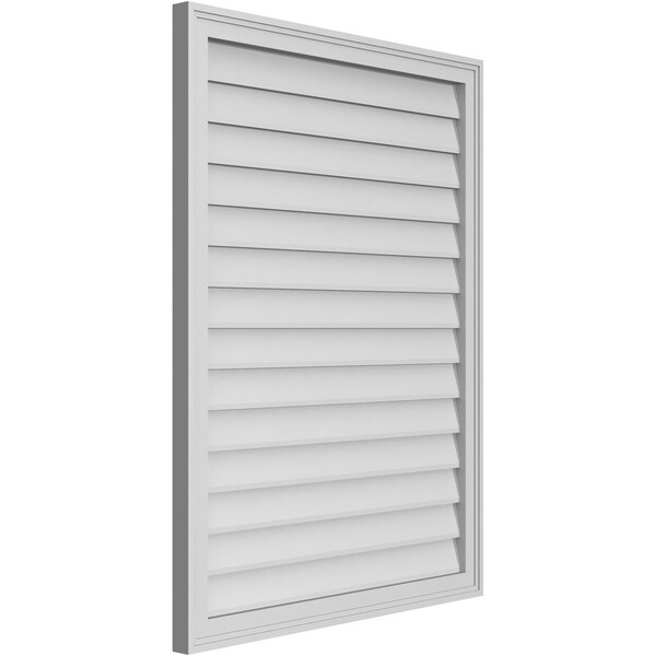 Ekena Millwork Vertical Surface Mount PVC Gable Vnt: Non-Functional, w/2"W x 1-1/2"H, Brickmould Frame, 32"W x 42"H - GVPVE32X4202SN