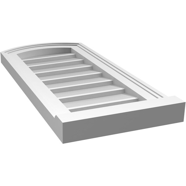 Ekena Millwork Arch Top Surface Mount PVC Gable Vent: Functional, w/ 2"W x 2"P Brickmould Sill Frame, 12"W x 26"H - GVPAR12X2603SF