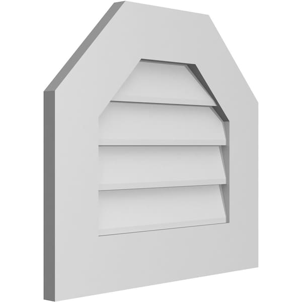Ekena Millwork Octagonal Top Surface Mount PVC Gable Vent w/ 3-1/2"W x 1"P Standard Frame, 20"W x 18"H - GVPOT20X1801SN