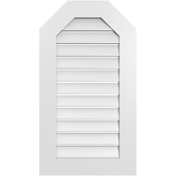 Ekena Millwork Octagonal Top Surface Mount PVC Gable Vent: Functional, w/ 3-1/2"W x 1"P Standard Frame, 20"W x 36"H - GVPOT20X3601SF