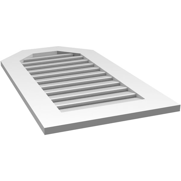 Ekena Millwork Octagonal Top Surface Mount PVC Gable Vent: Functional, w/ 3-1/2"W x 1"P Standard Frame, 20"W x 36"H - GVPOT20X3601SF