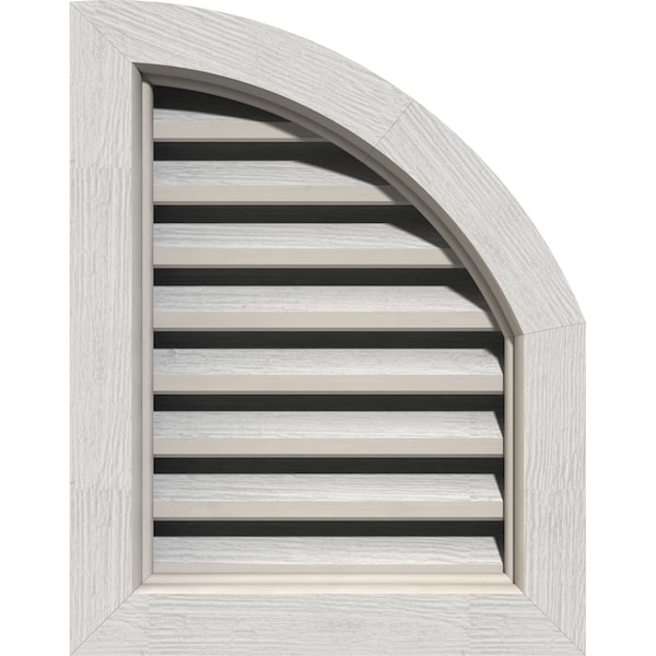 Ekena Millwork Quarter Round Top Right Western Red Cedar Gable Vent w/Brick Mould Face Frame, 12"W x 30"H - GVWQR12X3000RFPWR