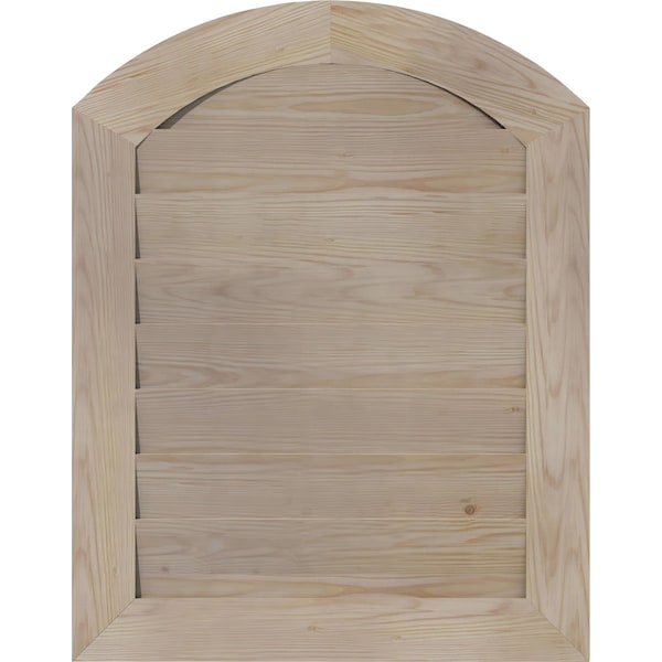 Ekena Millwork Arch Top Gable Vent Unfinished, Non-Functional, Pine Gable Vent w/Decorative Face Frame, 14"W x 24"H - GVWAR14X2402SDUPI