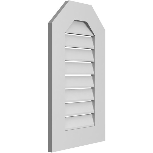 Ekena Millwork Octagonal Top Surface Mount PVC Gable Vent: Functional, w/ 3-1/2"W x 1"P Standard Frame, 16"W x 28"H - GVPOT16X2801SF