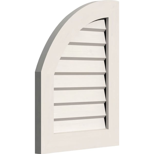 Ekena Millwork Quarter Round Top Left Non-Functional, PVC Gable Vent w/ 1" x 4" Flat Trim Frame, 12"W x 32"H - GVPQL12X3201DUN