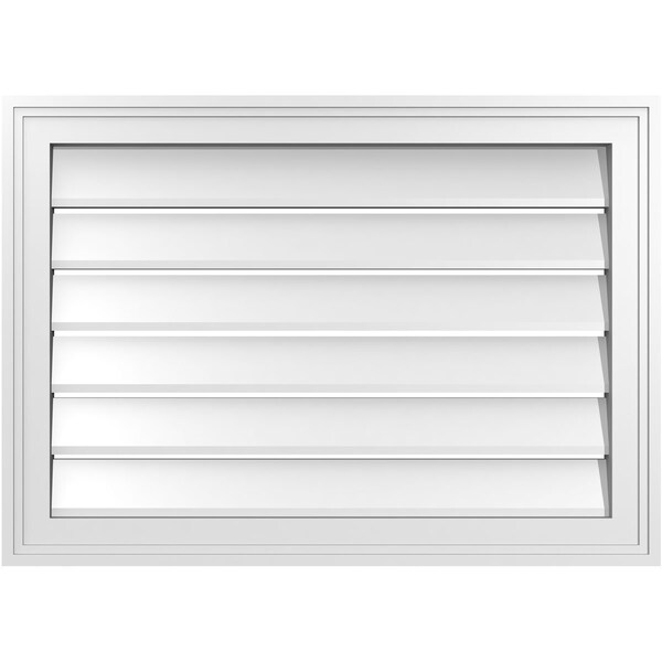 Ekena Millwork Vertical Surface Mount PVC Gable Vent: Functional, w/ 2"W x 1-1/2"P Brickmould Frame, 28"W x 20"H - GVPVE28X2002SF
