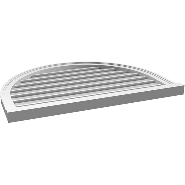 Ekena Millwork Round Top Surface Mount PVC Gable Vent: Functional, w/ 2"W x 2"P Brickmould Sill Frame, 36"W x 26"H - GVPRT36X2603SF